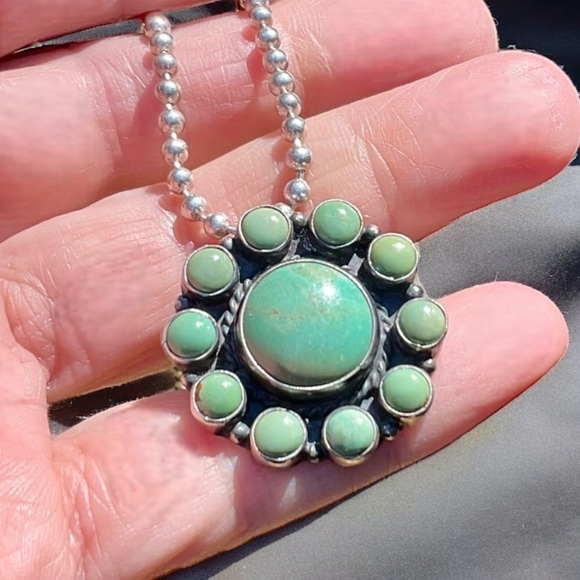 🌺Vintage Navajo Betta Lee Turquoise Necklace/Brooch - Picture 2 of 13
